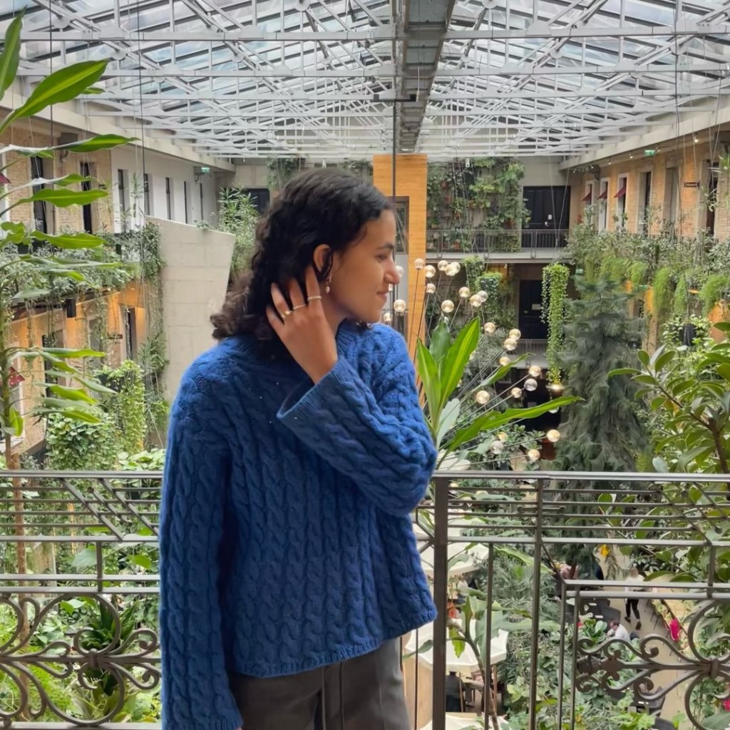 Blue knitted sweater